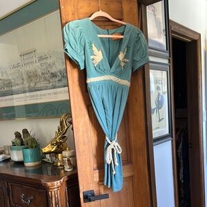 Voom by Joy Han Teal Dress with Embroidery